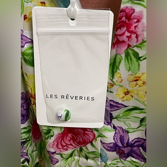 Les Reveries 100% Silk Rose Orchid Pleated Bow Maxi Dress Size 8 - Picture 12 of 13